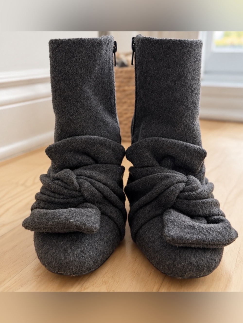 Draped Gray Boots